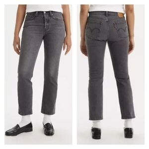 Levi's‎ Wedgie Button-Fly Black Gray High Rise Straight-Leg Jeans